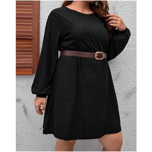 Boho Black Eyelet Tie Back Dress - Picture 5 of 5